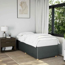 Bed Frame Dark Grey Polyester, Plywood, Engineered Wood Twin