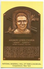 Gold HOF Plaque Postcard - Andy Cooper Kansas City Monarchs (July 2006 Printing)