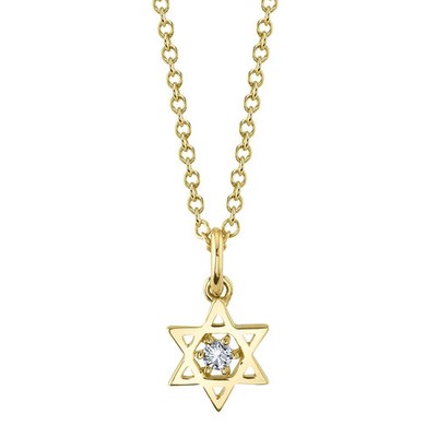 0,03ct runder Brillantschliff Diamant Davidstern Anhänger