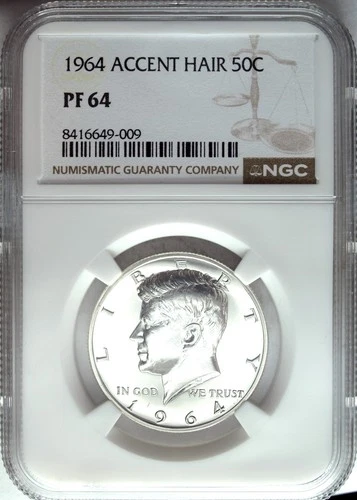 1964 NGC Proof 64 Accented Hair Kennedy Silver Half Dollar ☆☆ Blast White ☆☆ 009