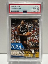 1997-98 Fleer - Tim Duncan #201 Rookie Card (RC) PSA 10 Gem Mint. rookie card picture