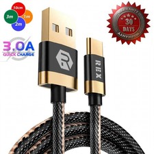 USB-A to USB-C Fast Charging Cable 3A Braided Lead 1M 2M 3M
