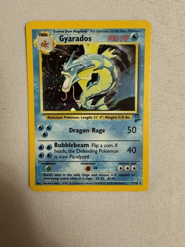 2000 Pokemon - Gyarados Holo Rare Unlimited - Base Set 2 - 7/130 - WOTC