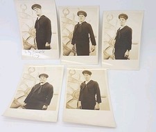 Vntg WW2 Era 1940's RPPC SAILOR US NAVY Military 5 Male Portraits Naval Ship War