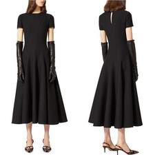 NWT VALENTINO STUNNING BLACK WOOL/SILK MIDI/MAXI DRESS SZ IT 38 (US 2)