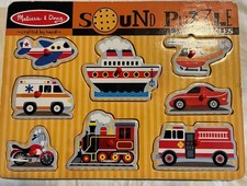 Melissa  Doug Wooden Sound Puzzle Vehicles Preschool Puzzle