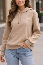 Woman's Large Champion Hoodie Beige Pullover Activewear