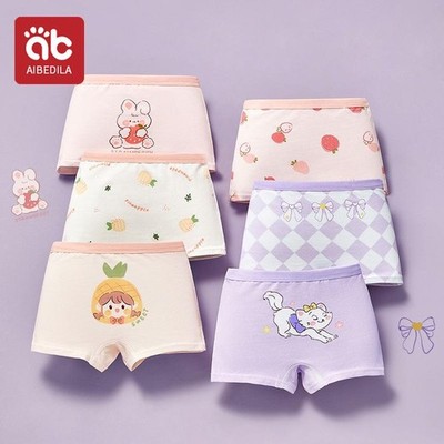 6 Pcs Girls Panties Lovely Character Pattern Cartoon Girls Boxer Briefs Soft Cot