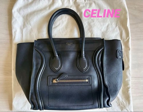 CELINE Luggage Medium Shopper Bag Leather Black From Japan Good condition
