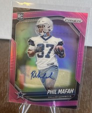 2025 Panini Prizm #378 Phil Mafah Pink No Huddle Prizm Autograph (RC) Cowboys