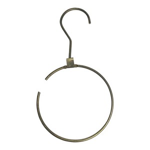 Vintage Solid Brass Scarf / Tie Ring Hanger With Hook Closet MCM Round Kitsch