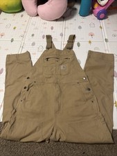 Carhartt Bib Overalls Mens 34x34 Relaxed Fit Double Knee Carpenter Rigby Canvas