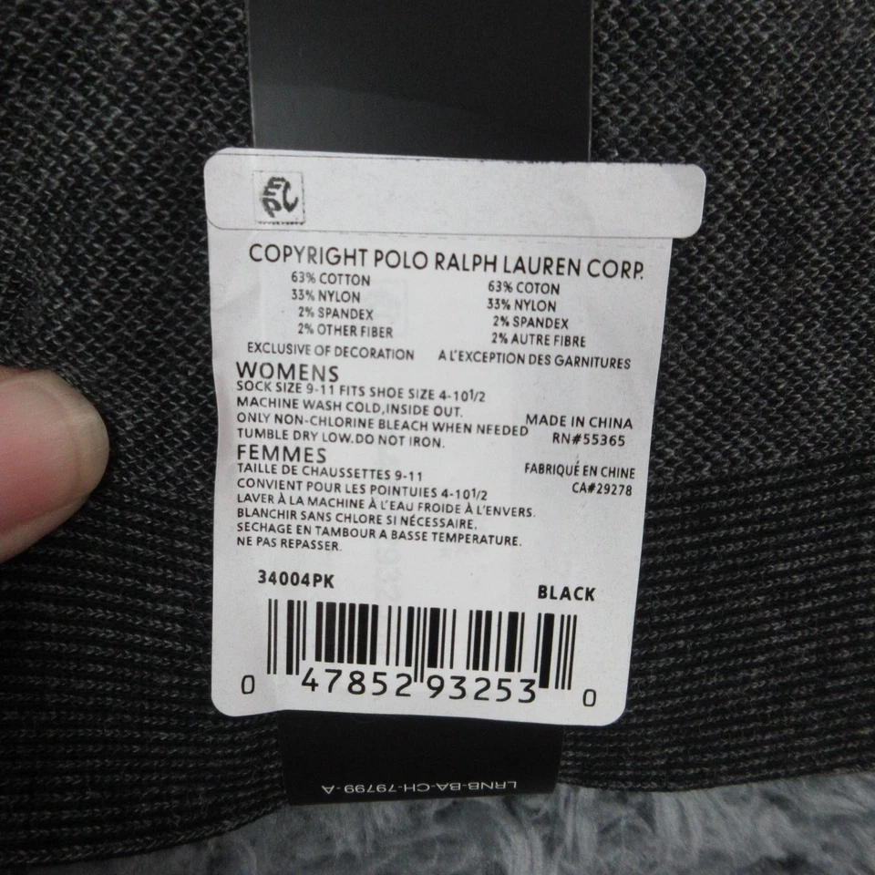 Paquete de 3 pares de calcetines Lauren Ralph Lauren para mujer 9-11 negro gris espiga nuevos con etiquetas Foto 2 de 4