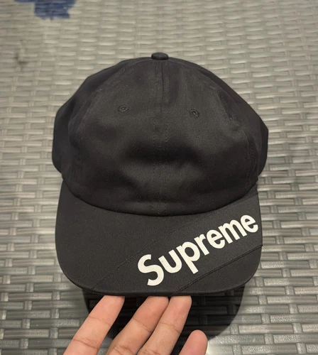 Étiquette Supreme Visor 6 panneaux noir casquette chapeau boîte logo SS18
