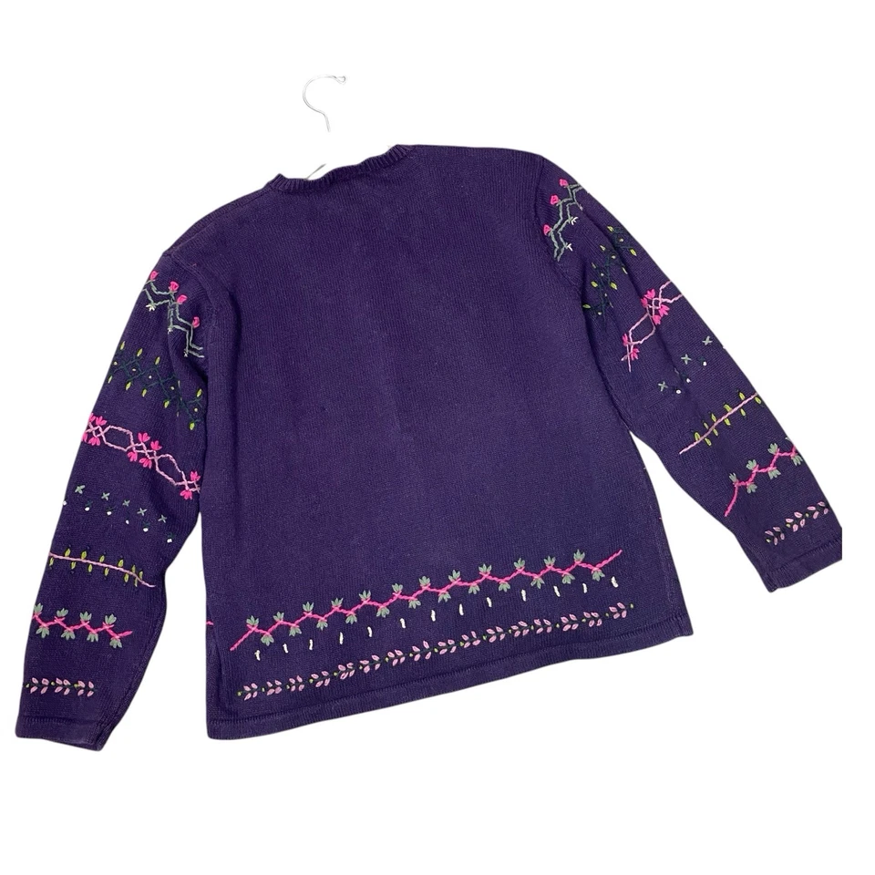 ВИНТАЖНЫЙ 90-х JOYCE XL вышитый цветочный кардиган фиолетовый бабушка коттеджкор - Изображение 3 из 4