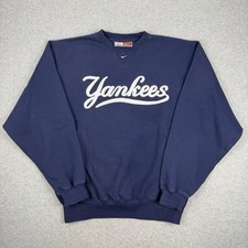 Vintage Nike New York Yankees Center Swoosh Crewneck Sweatshirt Size M Blue