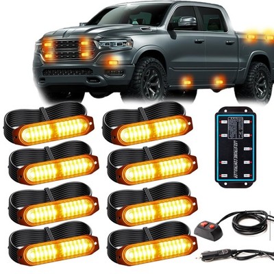 8X LED Auto Frontblitzer Orange Blitzlicht Warnleuchte LKW Strobe Licht 12V-24V