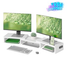 BONTEC Dual Monitor Stand Riser with Storage Wooden Desktop Organizer Free Ship