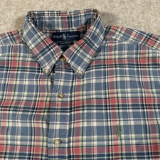 Polo Ralph Lauren Button Down Shirt Plaid XL Classic Fit Long Sleeve Blue Pink