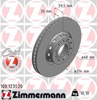 2X Zimmermann Bremsscheibe Coat Z 100.1231.20 FüR 100 Audi A6 A8 C4 4D8 4D2 D2