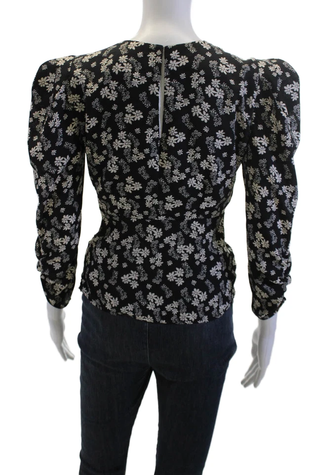 Blusa ASTR Mujer Negra Floral Cuello en V Manga Larga Poliéster Talla XS Foto 3 de 4