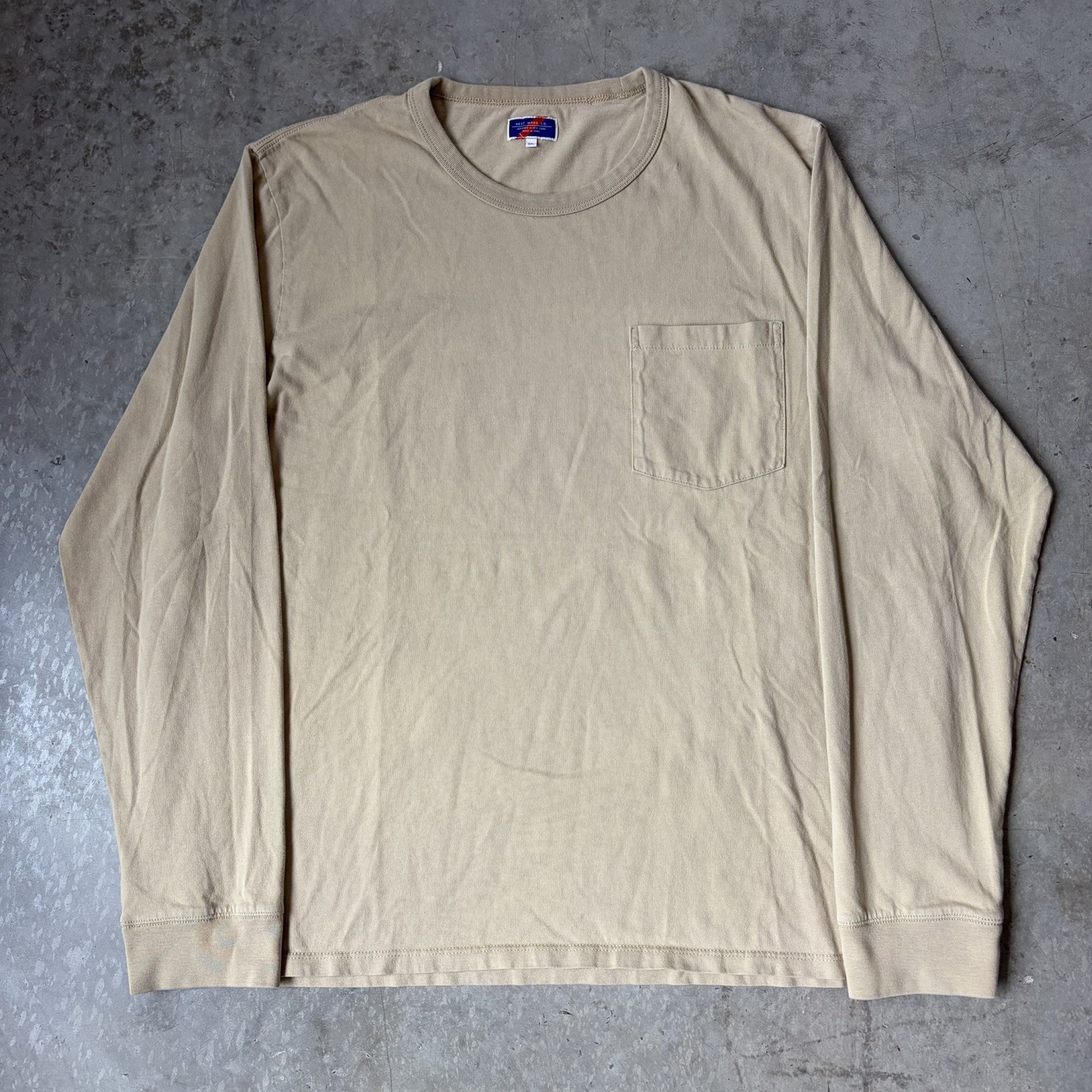Best Made Co Long Sleeve Pocket T Shirt Cotton Crew Neck Tee Gold Size XXL 2XL