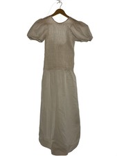 GANNI Short Sleeve Dress 34 Cotton WHT