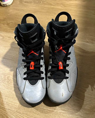 Nike Men's Air Jordan 6 Mid Top Lace Up Sneakers Gray Black Orange