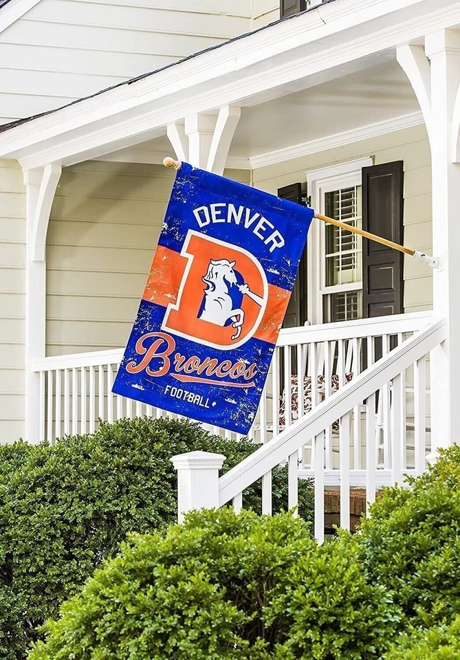 Bandera de jardín premium Denver Broncos, doble cara, estilo retro vintage,... Foto 2 de 4