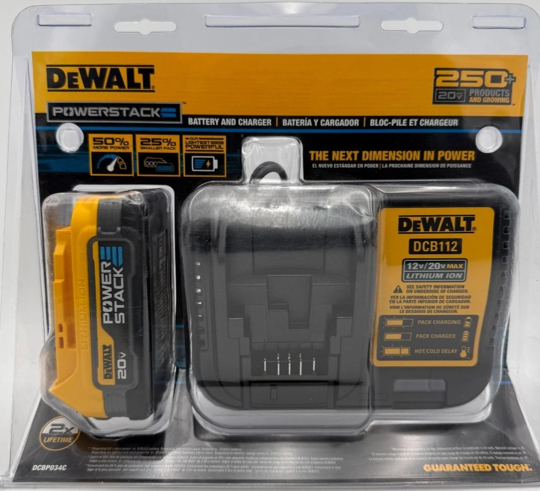 DeWalt DCBP034C 20V MAX POWERSTACK Compact Battery Charger Starter Kit