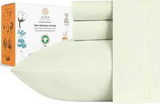 Premium 100 Organic Cotton Twin XL Bed Sheet Set - Soft Cooling Percale We...