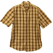 Carhartt Chambray shirt mens L Large plaid button relaxed fit plaid short sl