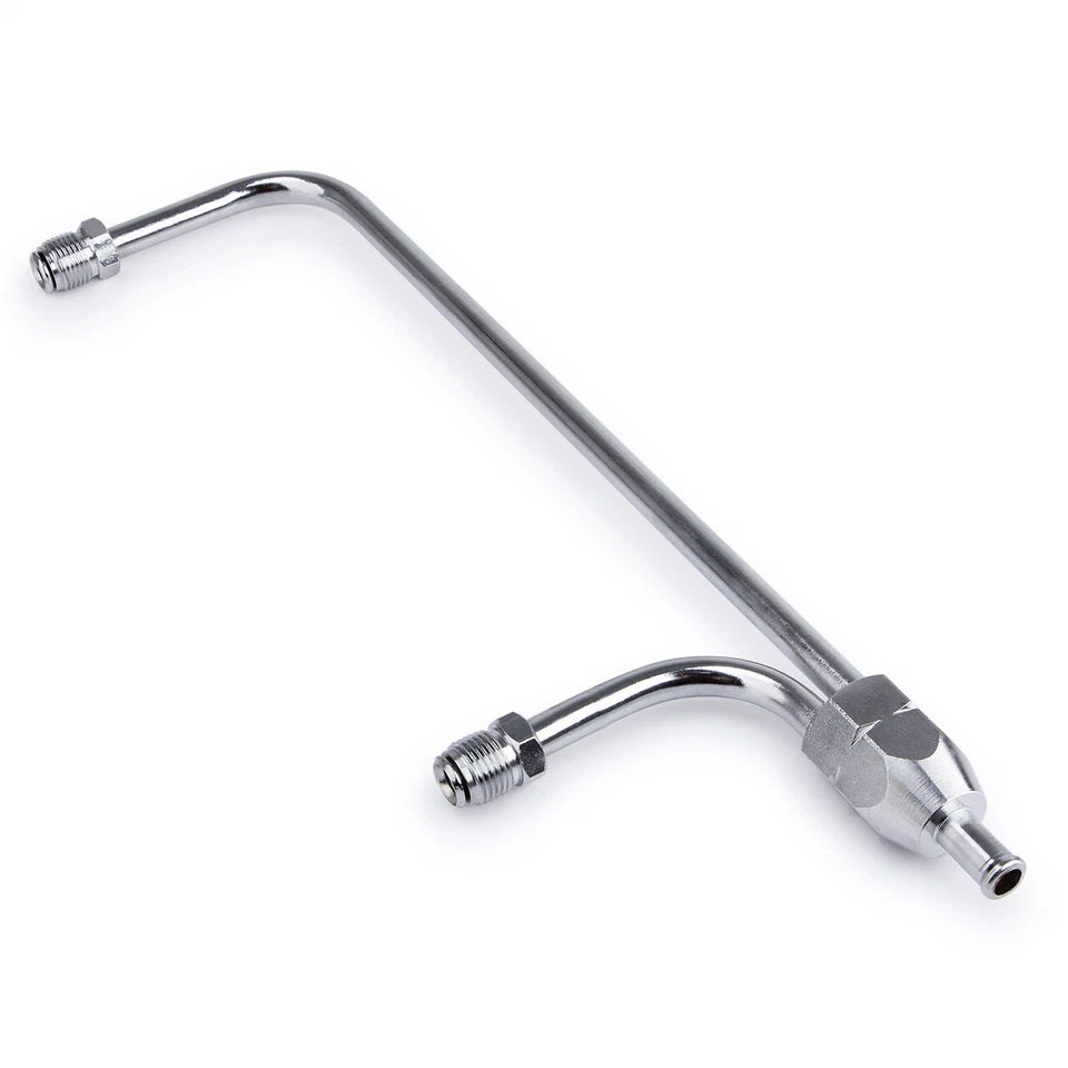 Manguera 3/8 cromada doble alimentación línea de combustible acero para 4150 doble bomba Chevy Ford EE. UU. Foto 4 de 4