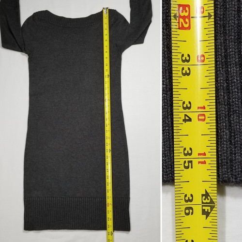 Michael Michael Kors Women Size XXS Knit Sweater Dress Gray Boat Neck Zip Sleeve - Picture 6 of 10