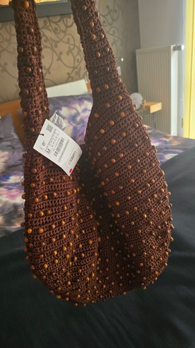 Tasche Beuteltasche Häkeloptik braun - Bild 2 von 2