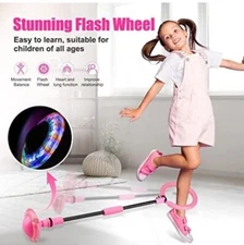 Chridark Ankle Skip Ball for Kids  Foldable Flash Wheel Skip Ball PINK