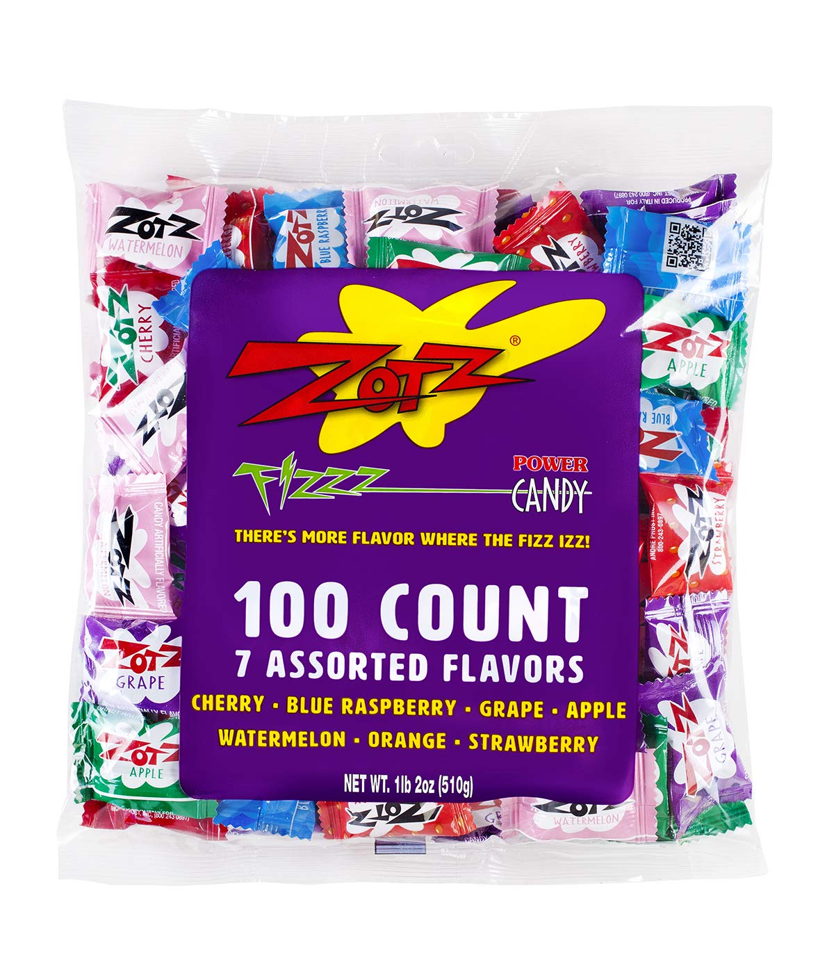 Fizzy Candy Bag, Assorted Flavors, 100 Count Bag NEW