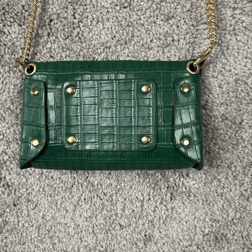 Womens Mini Crossbody Handbag Faux Leather Croc Chain Strap - Picture 11 of 22
