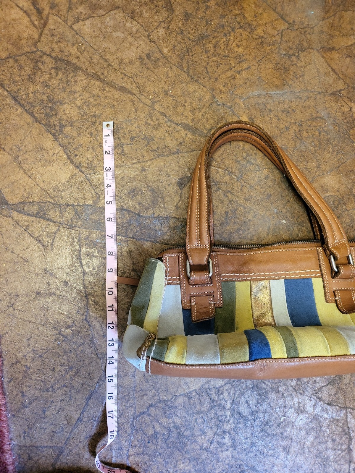 Fossil Suede Patchwork Block Multicolor Shoulder … - image 9