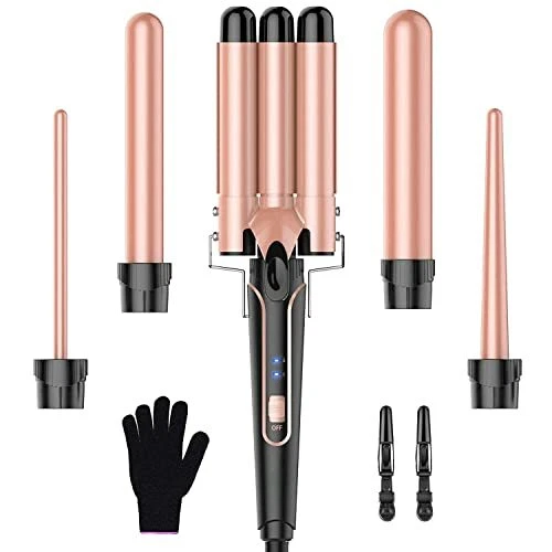 Beach Waver Curling Iron Wand 5 In 1 Curling Wand Set With 3