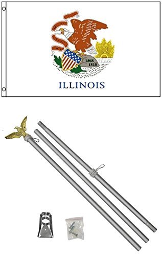 2x3 2'x3' State of Illinois Flag Aluminum Pole Kit Set - Picture 1 of 2