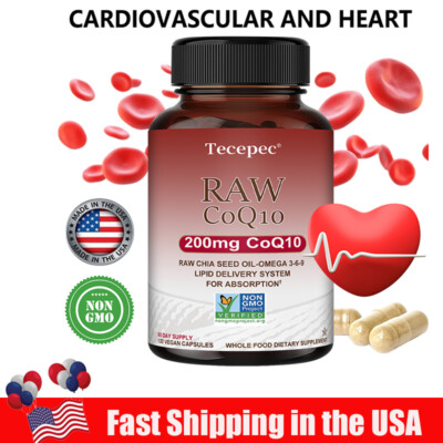CoQ10 200mg - Absorption Coenzyme Q10 Cardiovascular Heart Health - 120 Caps