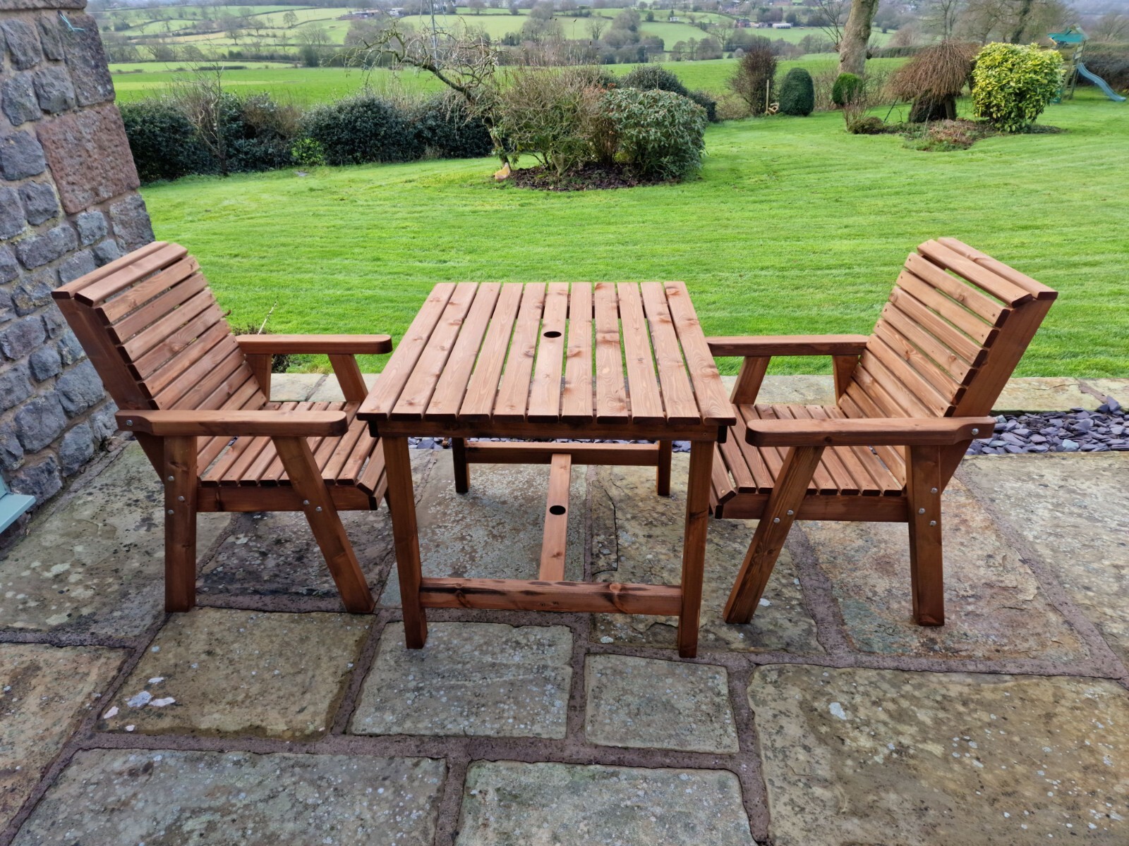Wooden garden furniture Wooden garden table and chair set Solid Patio — free download