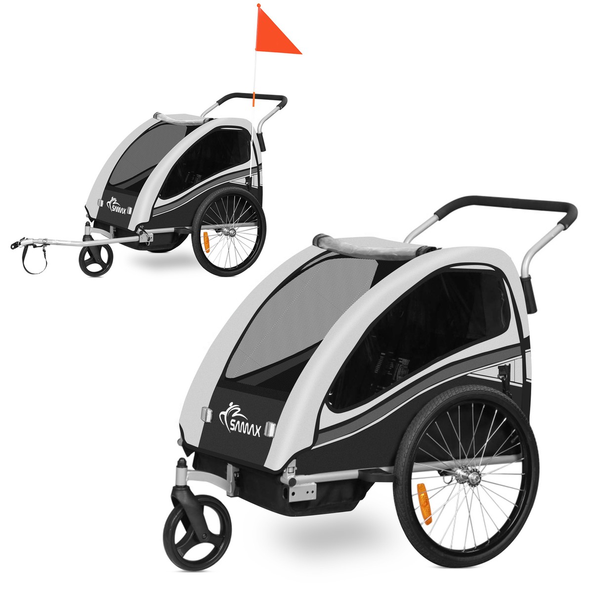 SAMAX Jogger Children Bike Trailer 2in1 Stroller Suspension Child