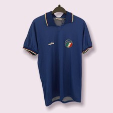 Diadora Italien Herren National Fußball Trikot 1986 1990 Home Blau Kurzarm S