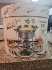 Casa Moda 12-Piece Stainless-Steel Buffet Fondue Maker CHEESE CHOCOLATE NEW 2007