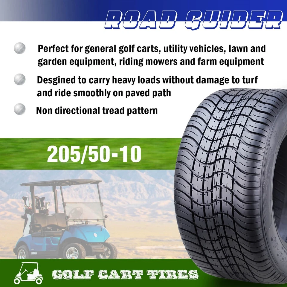 Set 4 ROADGUIDER 205/50-10 Golf Cart ATV Tires 205/50x10 4 Ply - Image 2 of 4
