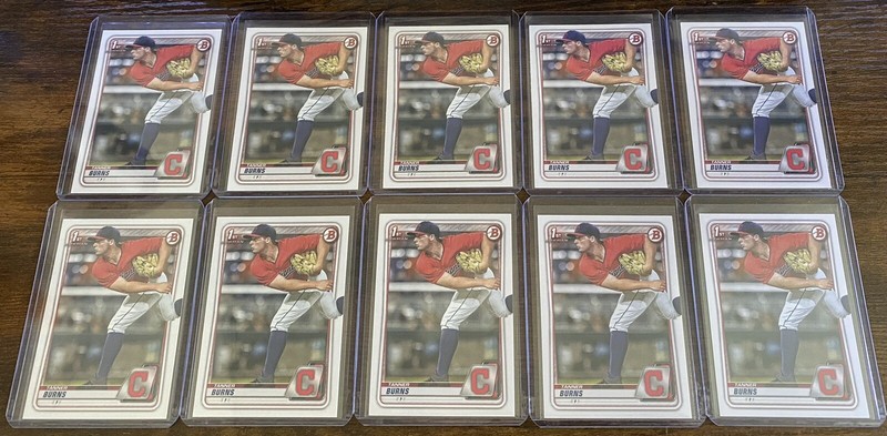 Tanner Burns 2020 Bowman Draft 1st Bowman #BD-115 Cleveland Indians Lot (20)