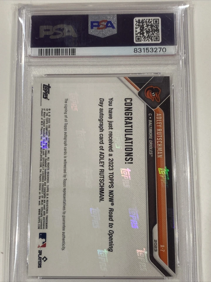 2023 Topps Now Road to Opening Day Adley Rutschman Auto PSA 10 Red 9/10 RC Pop 1 - Image 2 of 4