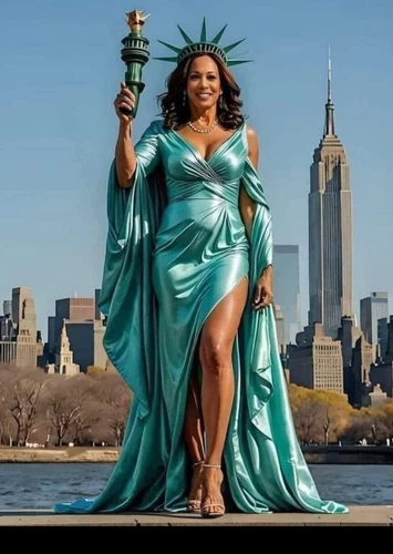 KAMALA HARRIS 2024 DRESSED AS LADY LIBERTY ARTWORK FRIDGE MAGNET 5" X 3.5"